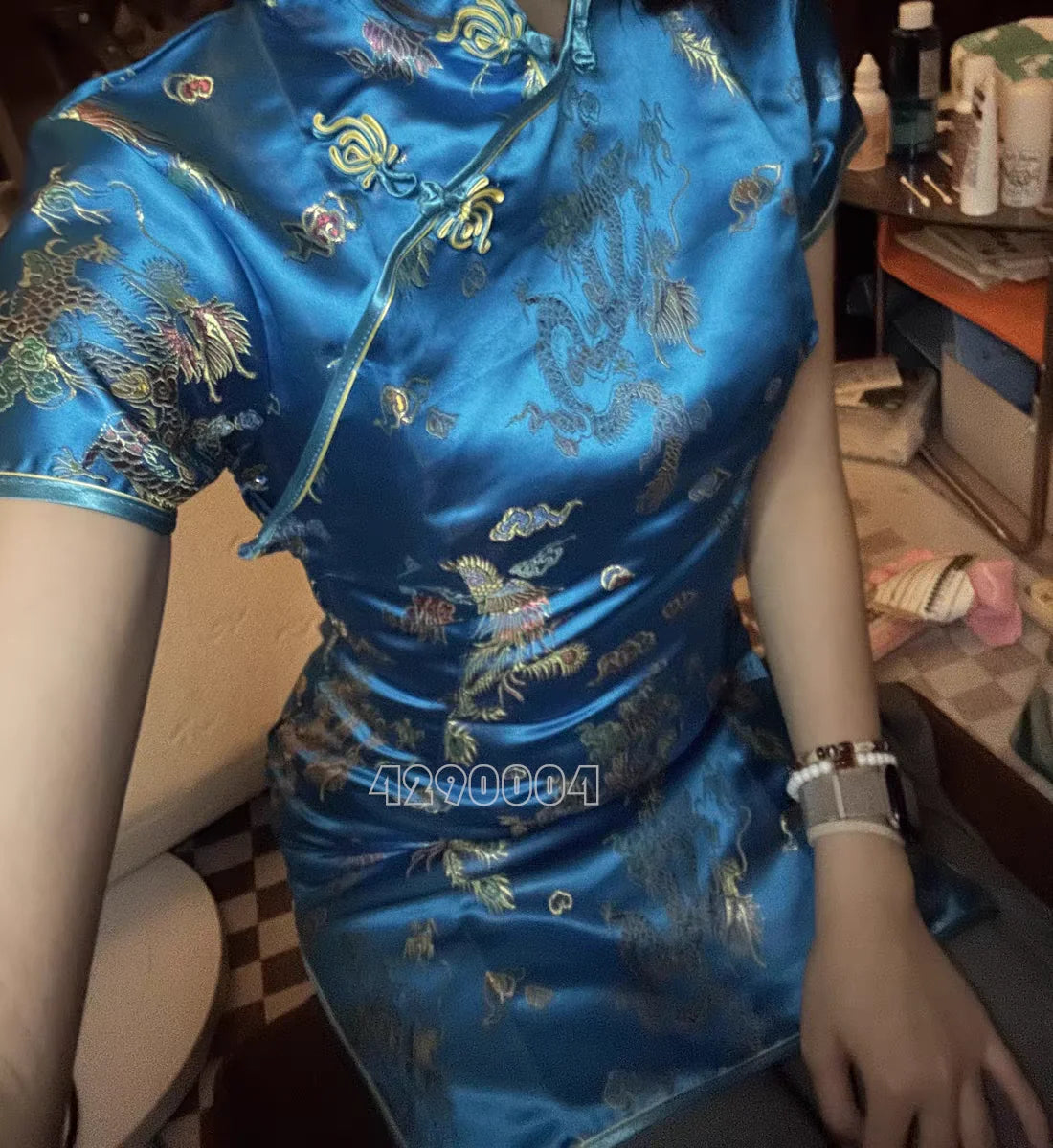 Jia Floral Plus-Size Qipao Midi Dress