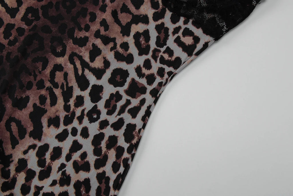 Lynx Leopard Lace-Trim Bodycon Mini Dress
