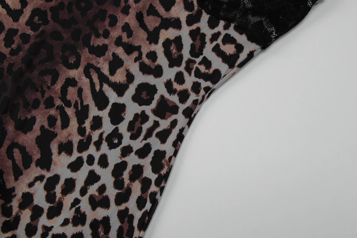 Lynx Leopard Lace-Trim Bodycon Mini Dress