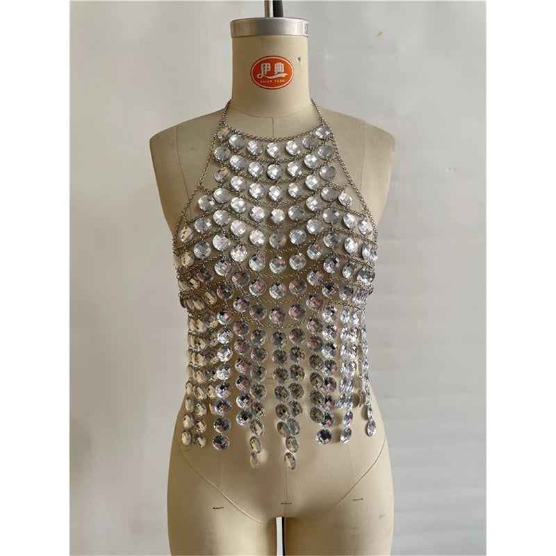 Astra Rhinestone Chain Halter Cover-Up
