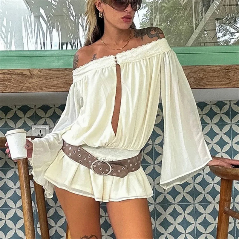 Marcela Off-Shoulder Chiffon Romper One-piece Main image