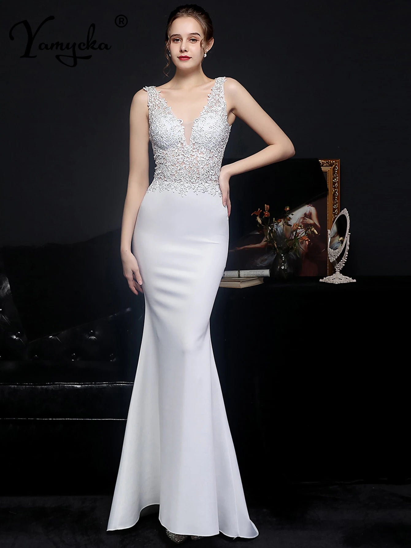 Genevra Rhinestone Backless Mermaid Maxi Dress Main image