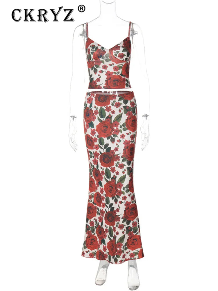Paloma Floral Backless Maxi Skirt Two-piece