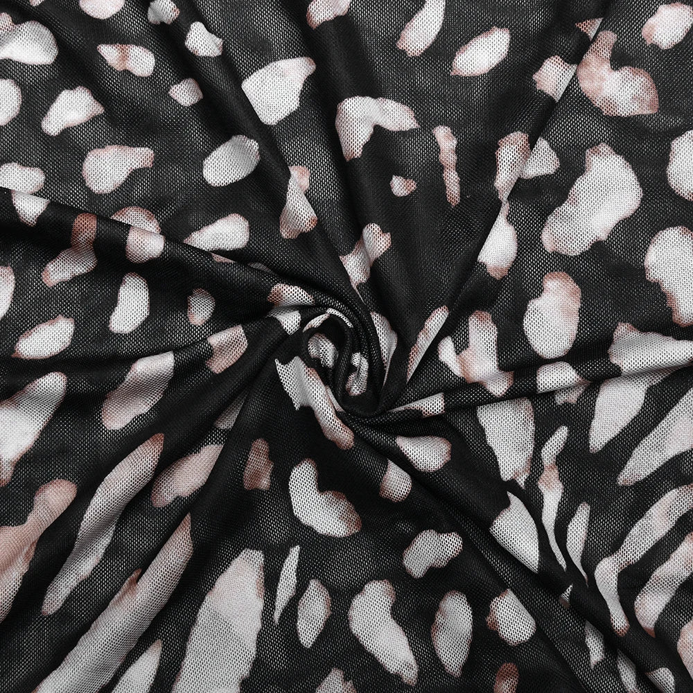 Mireille Sheer Leopard Long-Sleeve Mini Dress