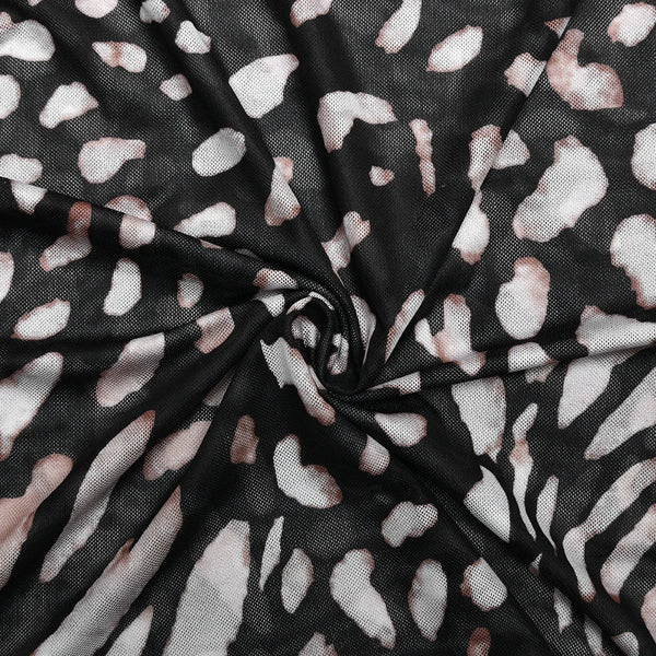 Mireille Sheer Leopard Long-Sleeve Mini Dress