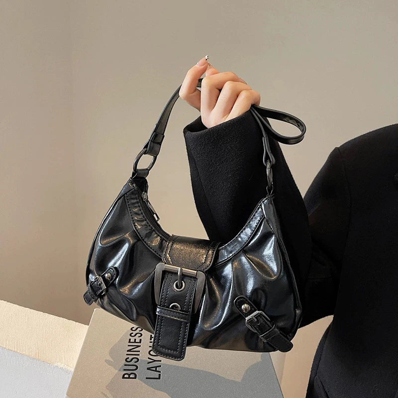 Y2K Retro Pleated Hobo Shoulder Bag for Women Hot Selling Maillard Style Underarm Bag Clutch Handbags for Travel Work Shopping Secondary image