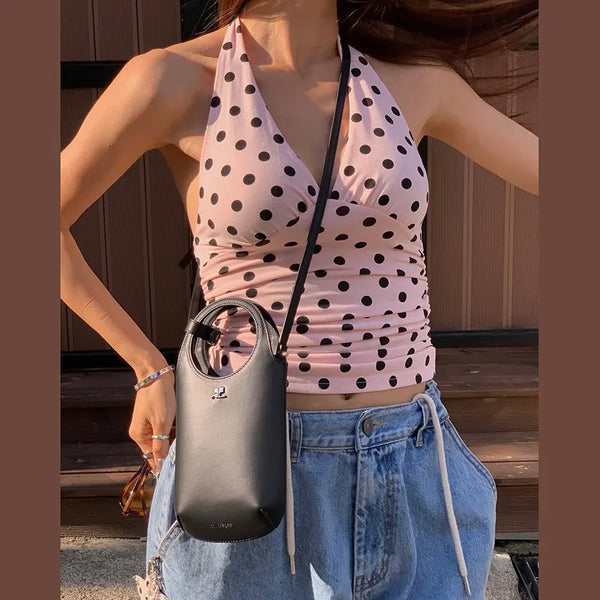 Sophie Mocha Polka Dot Halter Top