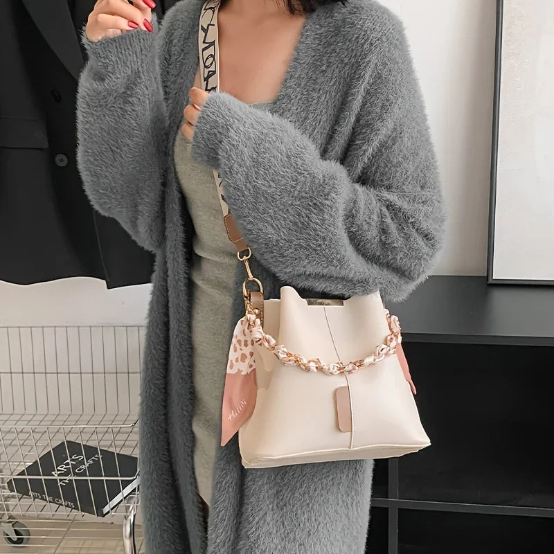 Delphine Ribbon-Chain Bucket Bag