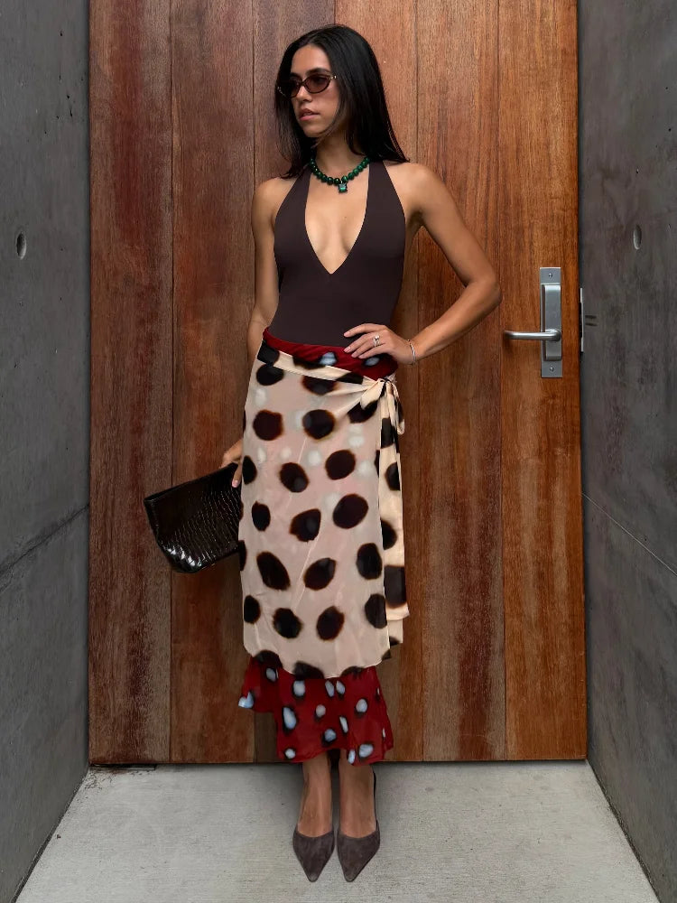 Marlowe Animal Print Wrap Midi Skirt One-piece