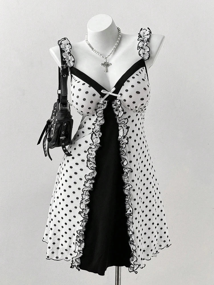 Rosalie Plus-Size Polka Dot Bow Mini Dress Secondary image