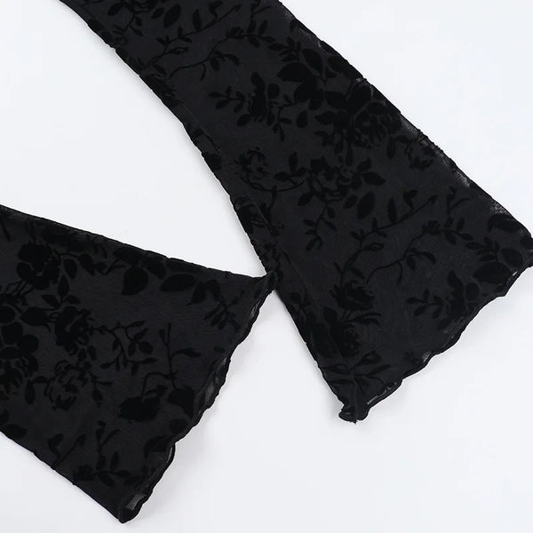 Autumn New Fashionable Chiffon Slim Fit Ruffle Trumpet Sleeve Shirt for Women