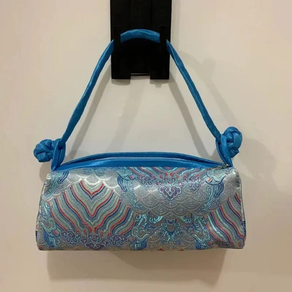 Jade Garden Embroidered Satin Shoulder Bag