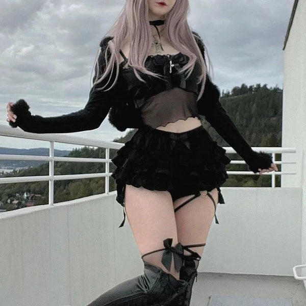 Juniper Lace-Bow Gothic Skort One-piece