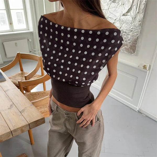 Luna Polka Charm One-Shoulder Top