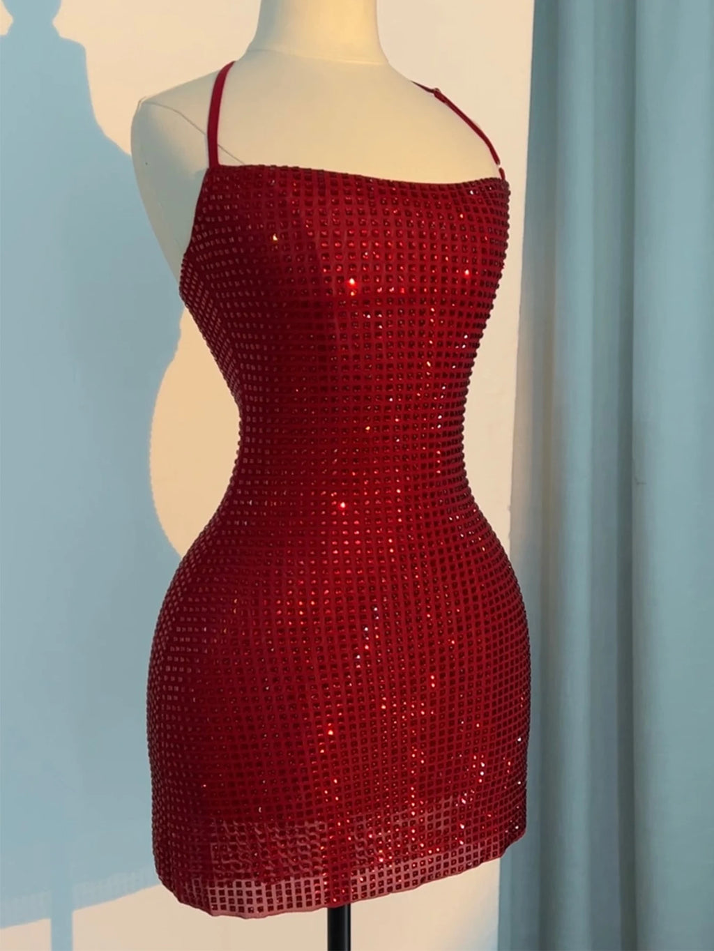 Aurelia Rhinestone Backless Bodycon Mini Dress