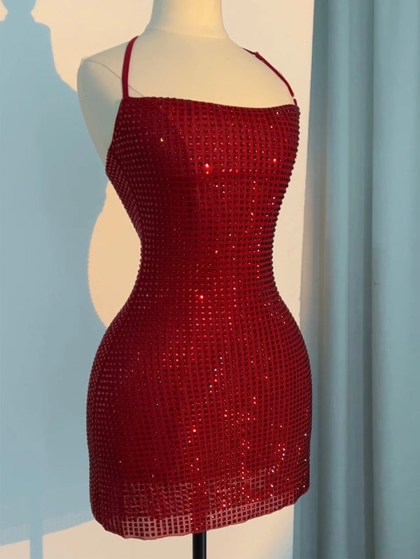 Aurelia Rhinestone Backless Bodycon Mini Dress