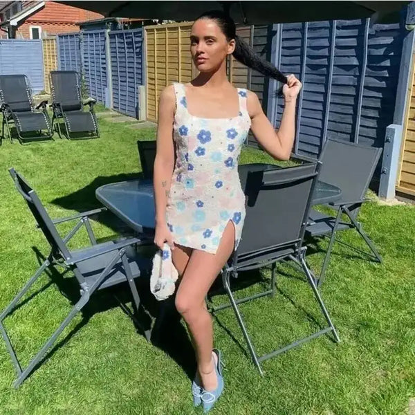 Townlike Floral Sequin bodycon mini dress