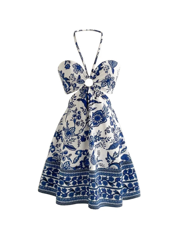 Jolie Blue Floral Halter Midi Dress
