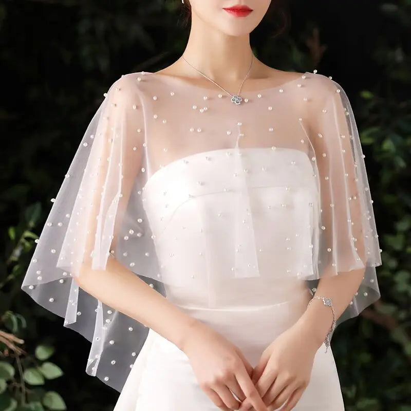 Seraphina Feather-Trim Lace Bridal Kimono Wrap