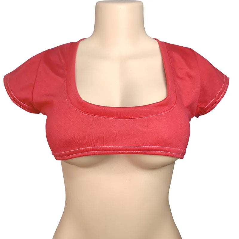 Wioletta Short-Sleeve Scoop Neck Under-Bust Crop Top One-piece