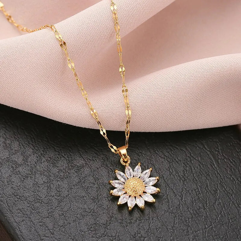 Delia Zirconia Flower Pendant Necklace
