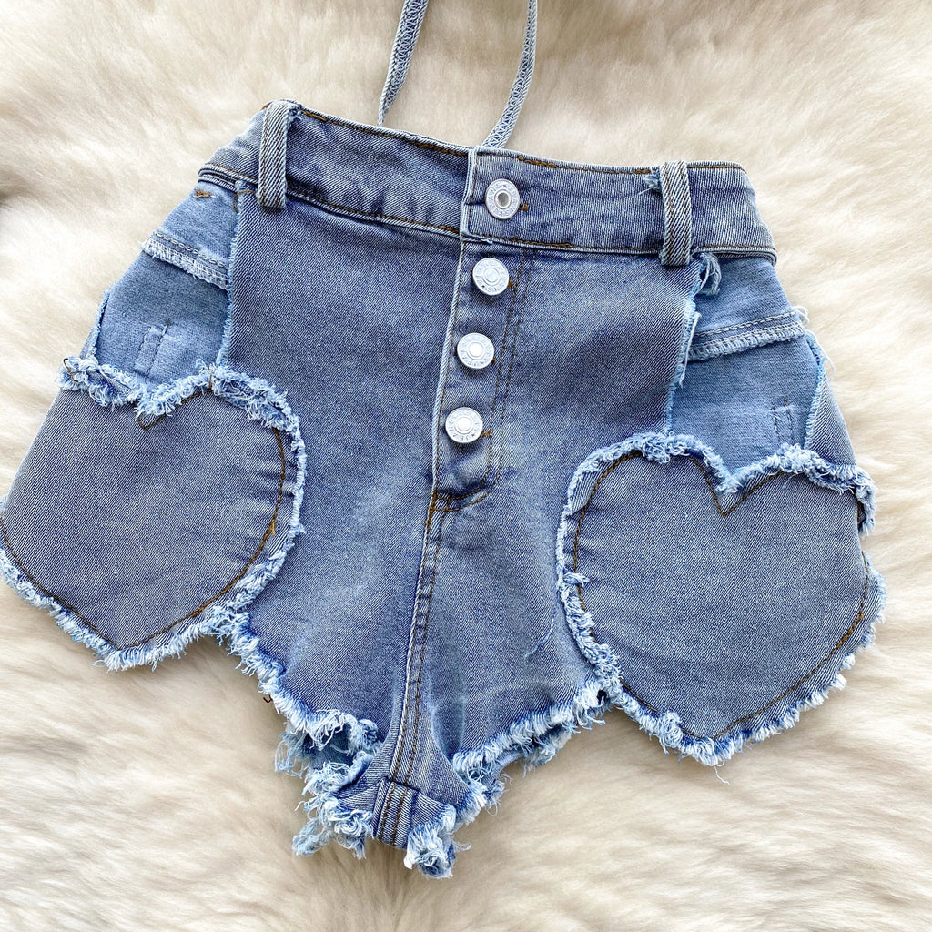 Sable Halter Denim Top & Shorts Two-piece