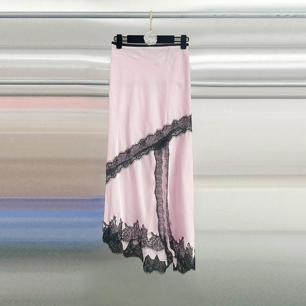 Fabienne Lace Cutout Asymmetrical Midi Skirt One-piece