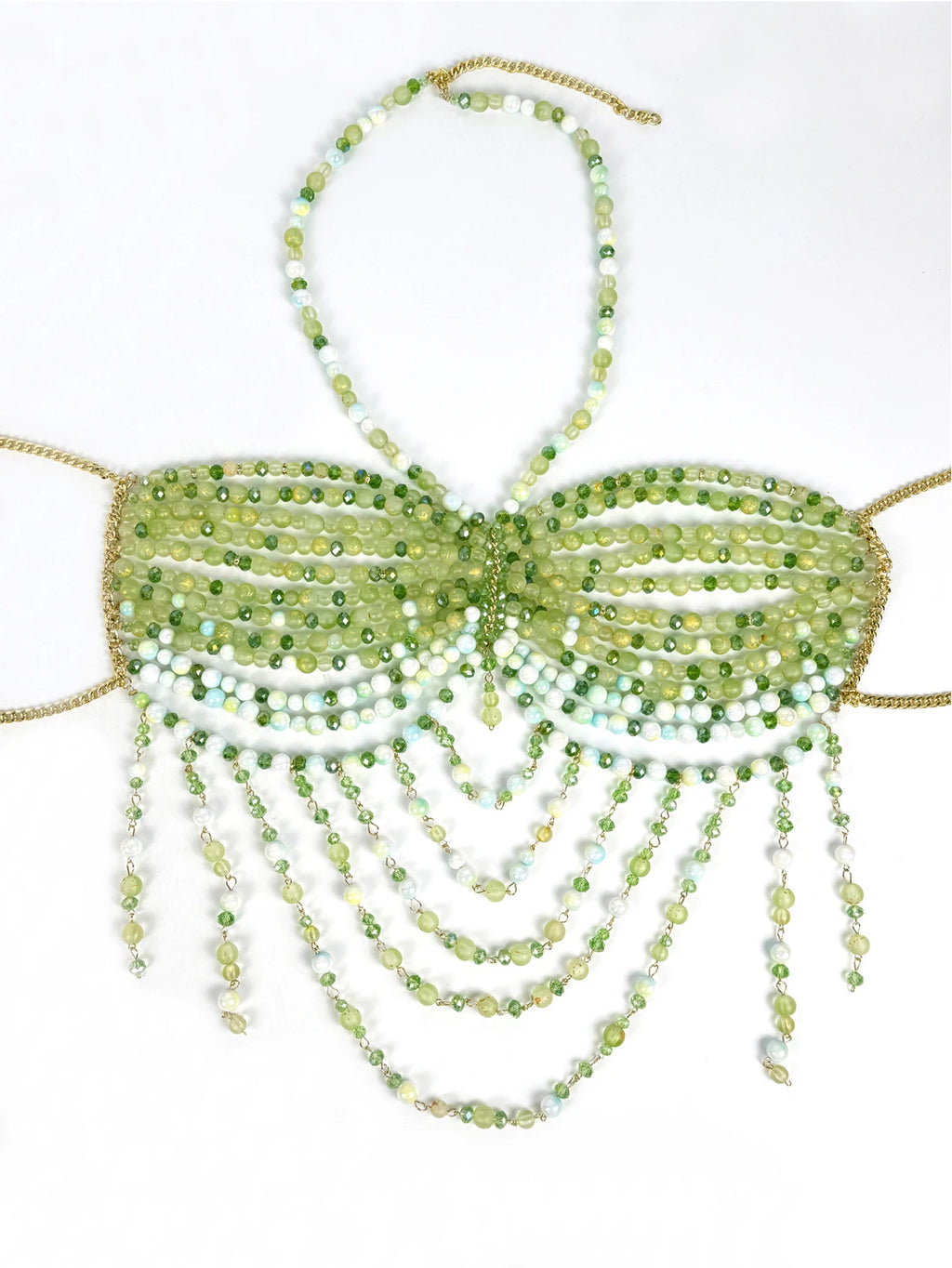 Ione Green Rhinestone Sequin Corset Crop Top