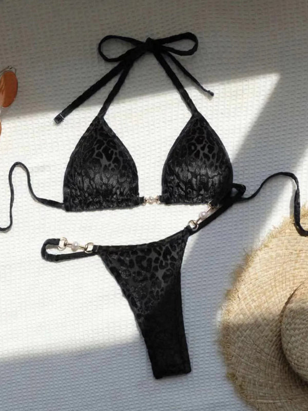 Zuri Leopard Halter Micro Bikini Two-piece