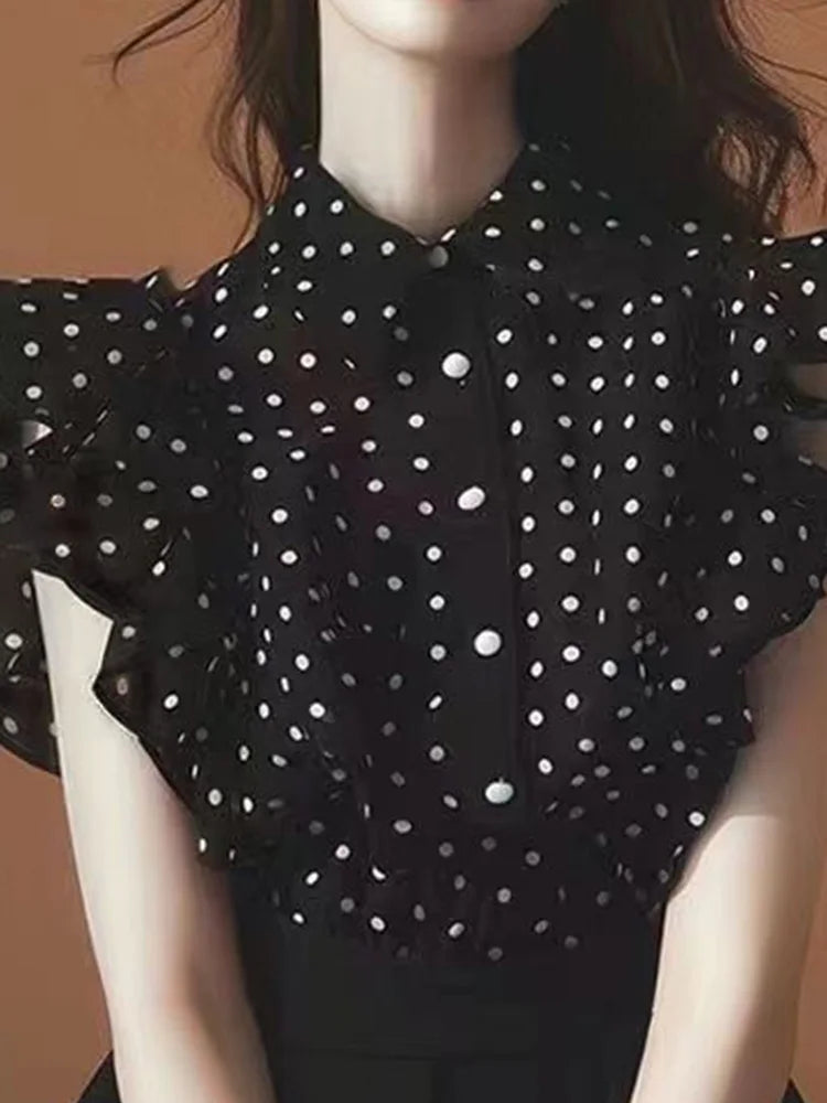 Harlow Polka Dot Short-Sleeve Blouse One-piece