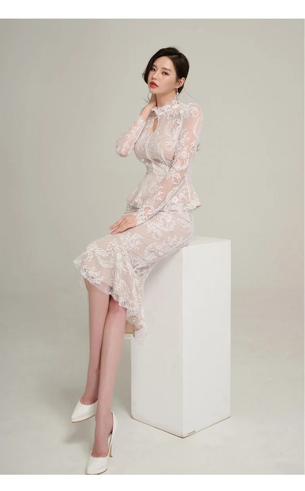 Lavinia Lace Mermaid Midi Skirt Set Two-piece