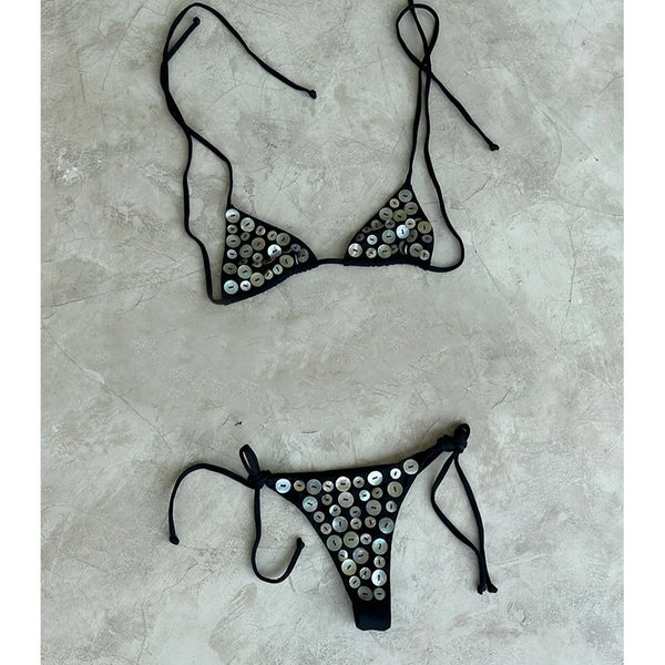 Gaudenzia Rhinestone Push-Up Triangle Micro Bikini Two-piece