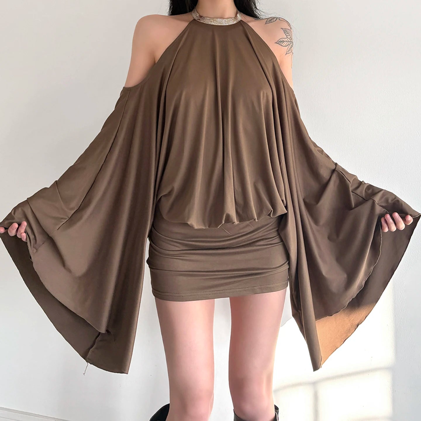 Marisol Feather Sleeve Mini Dress Secondary image