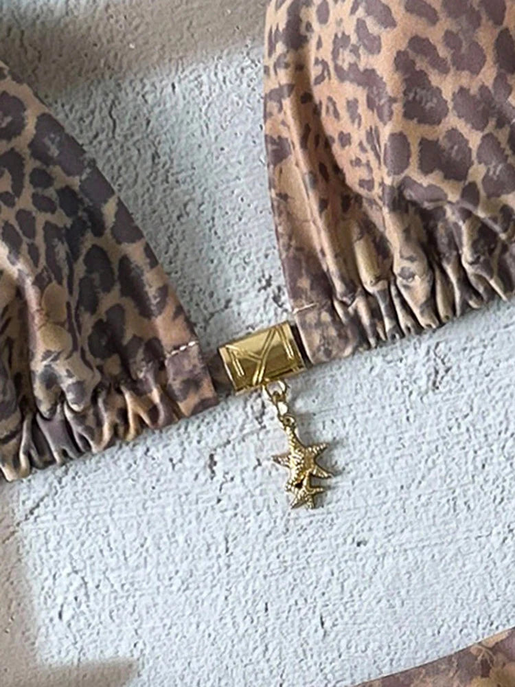 Bella Leopard Print Triangle Bikini Set