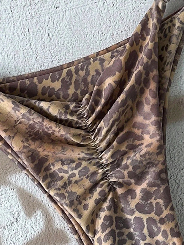 Bella Leopard Print Triangle Bikini Set