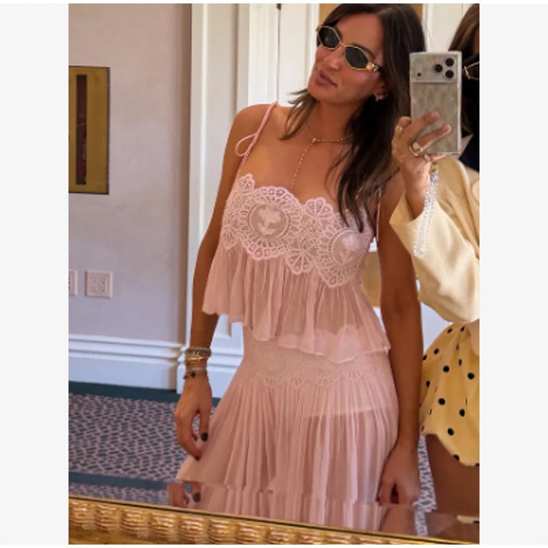 Paloma Lace-Up Pleated Pants Set Two-piece
