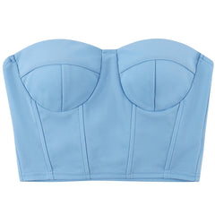 Satin Corset Shapewear Formal Evening Tank Top Prom Elegant Party Vest Sexy Sleeveless Strapless Summer Crop Tops 2023