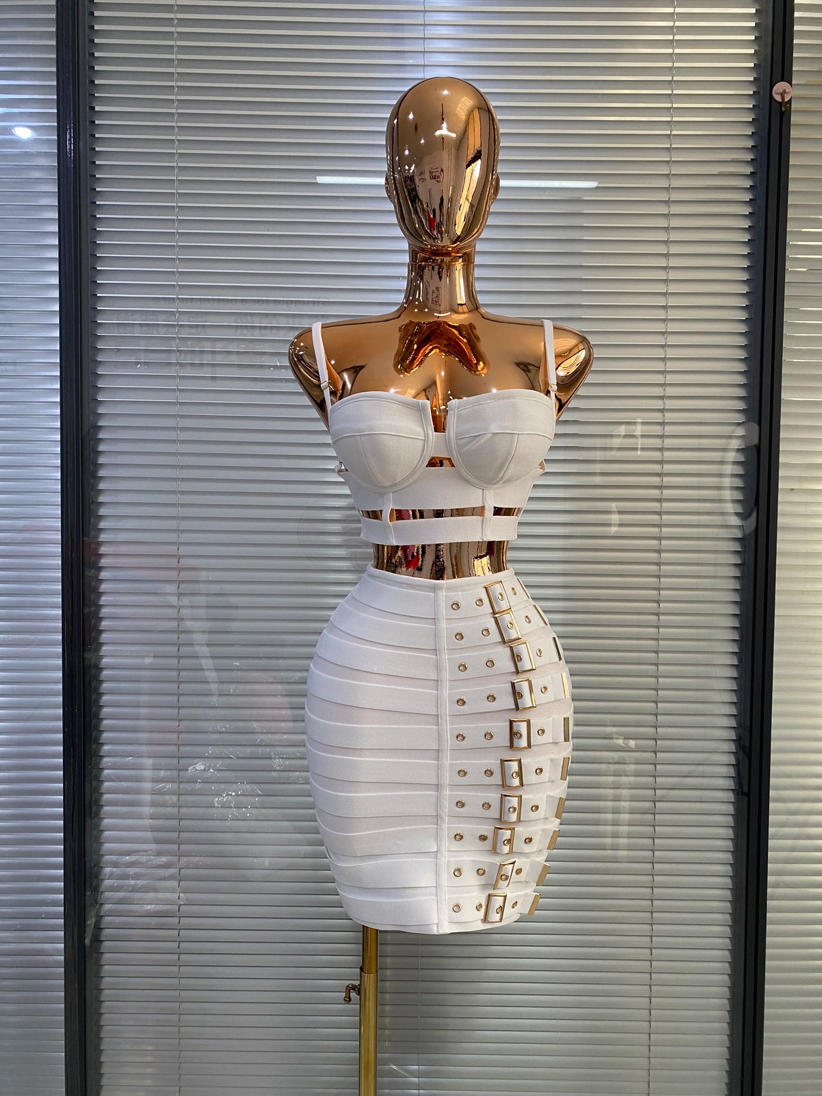 Ilsabet Buckle-Trim Bandage Bustier Crop Top & Pencil Skirt Two-piece Main image