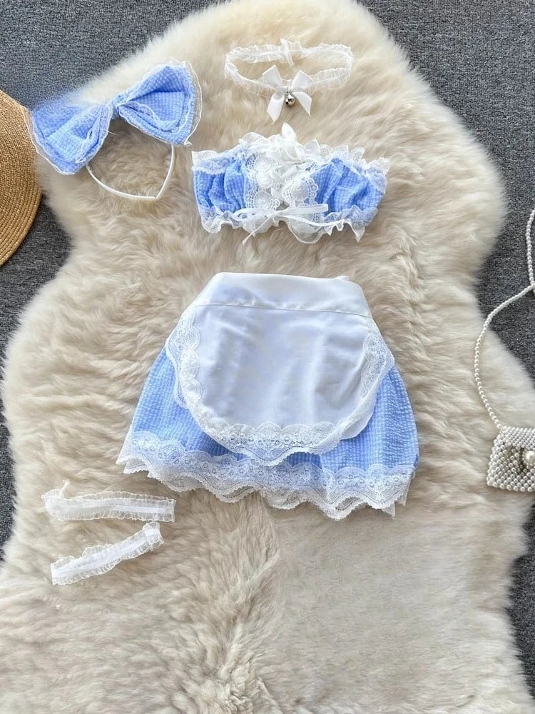 Bellamy Bow Lace-Up Lingerie Set