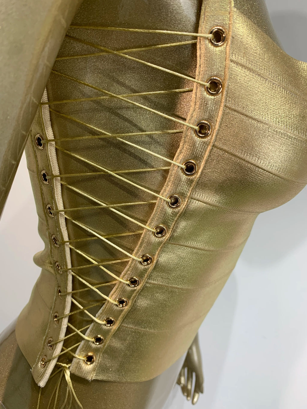 Women Summer Sexy Lacing Bronzing Gold Silver Bodycon Bandage Tops Celebrity Designer Fashion High Street Top