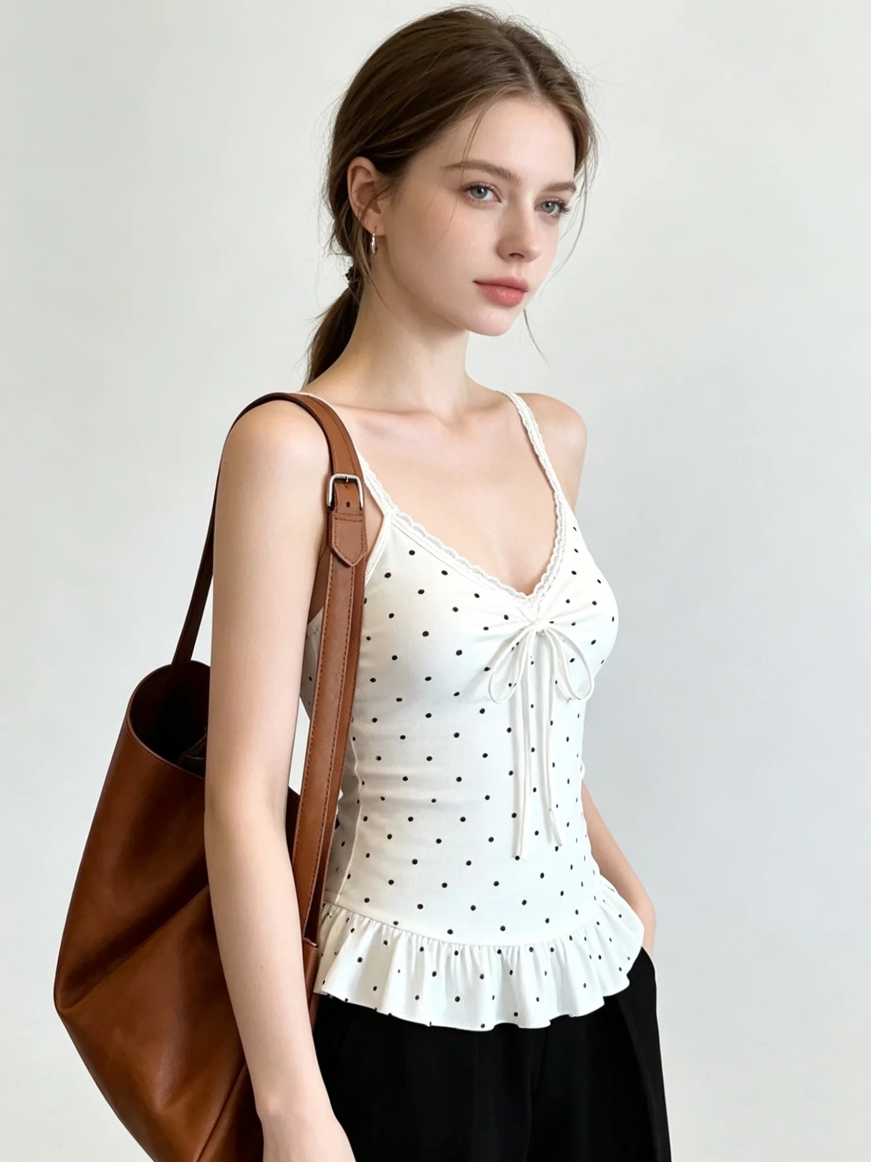 Capri Charm Polka Dot Peplum Top One-piece
