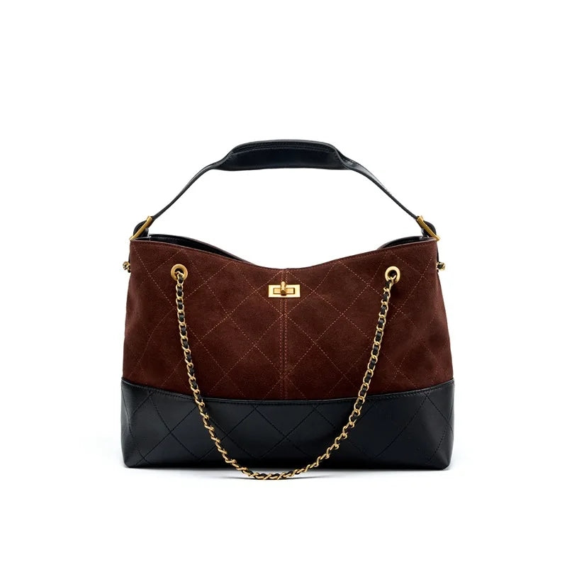 Verona Diamond-Quilt Leather Tote