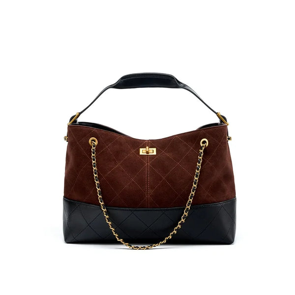 Verona Diamond-Quilt Leather Tote