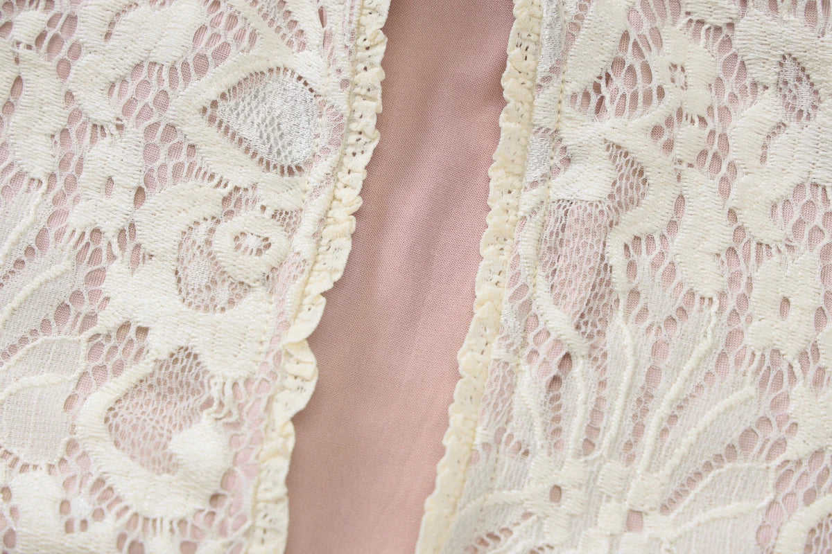 Pearl Lace Keyhole Flare-Sleeve Mini Dress