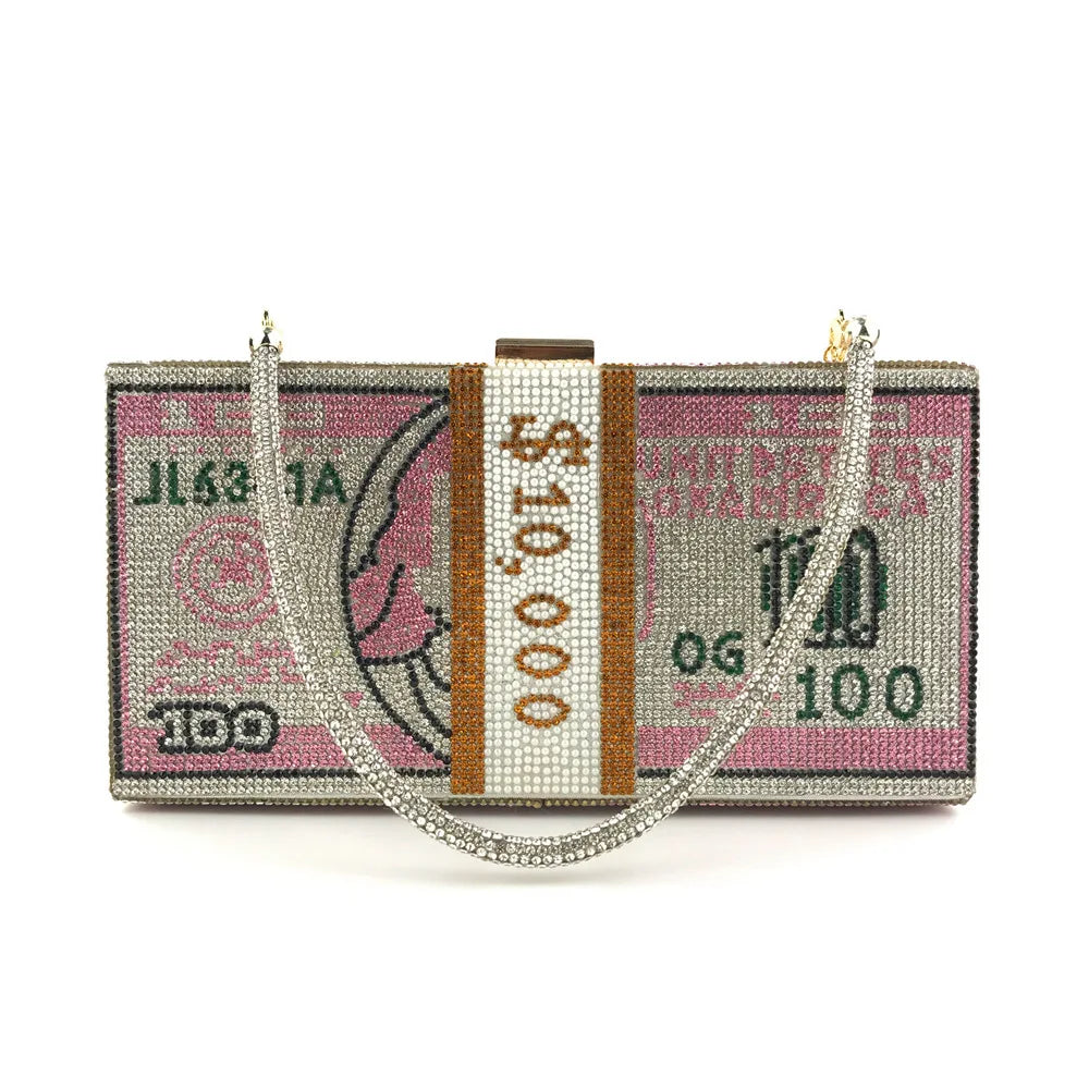 Odessa Crystal Money-Stack Box Clutch