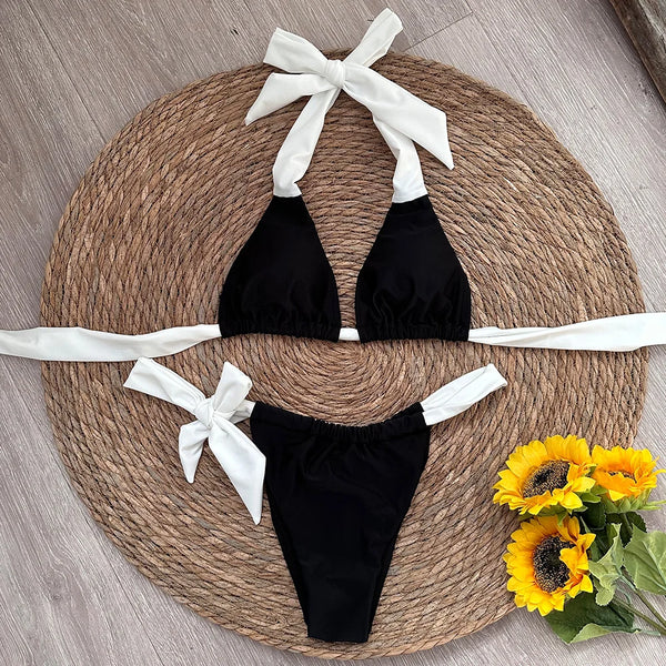 Halter Bikini 2023 Sexy Women Swimsuits Female Swimwear Micro Bikini Set Brazilian  Biquini Swimming Suit Solid Beachwear