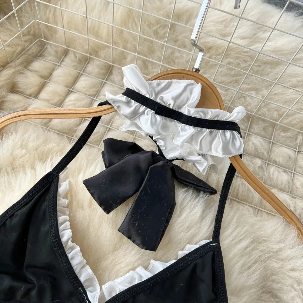 Bellamy Bow Lace-Up Lingerie Set