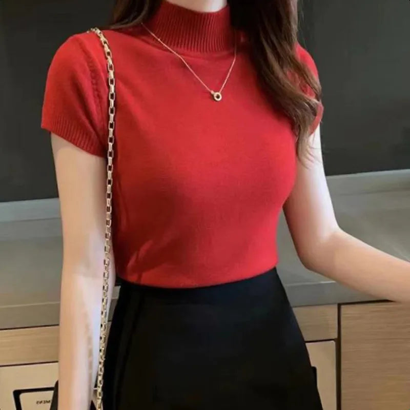 Aveline Mock-Neck Short-Sleeve Tee