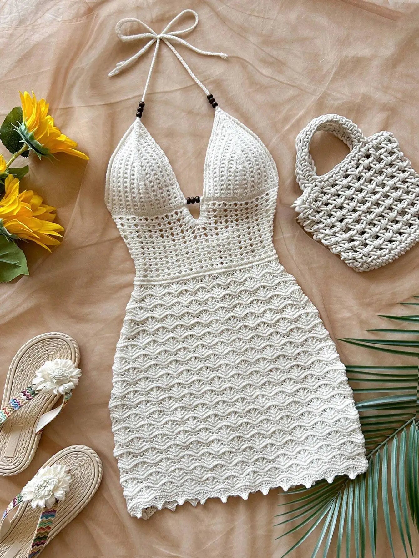Lisette Beaded Cutout Knit Mini Dress Main image
