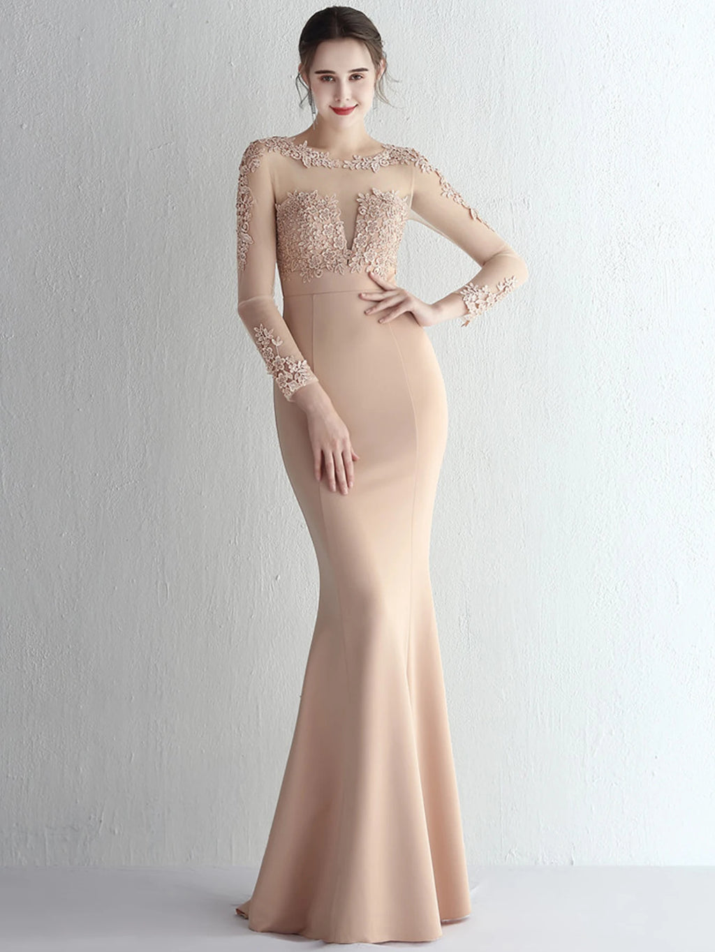 Valentina Rhinestone Sheer-Mesh Mermaid Maxi Dress